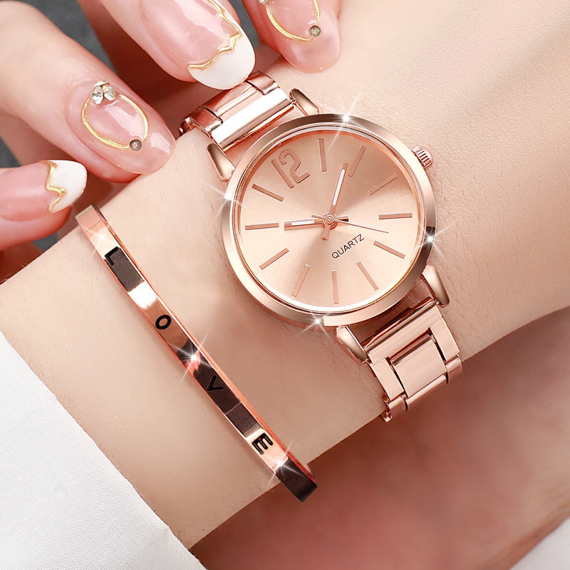 Relógio, Mais Pulseira De Aço Inoxidável, Conjunto Com 2 Peças, Elegância e Estilo SanShopping