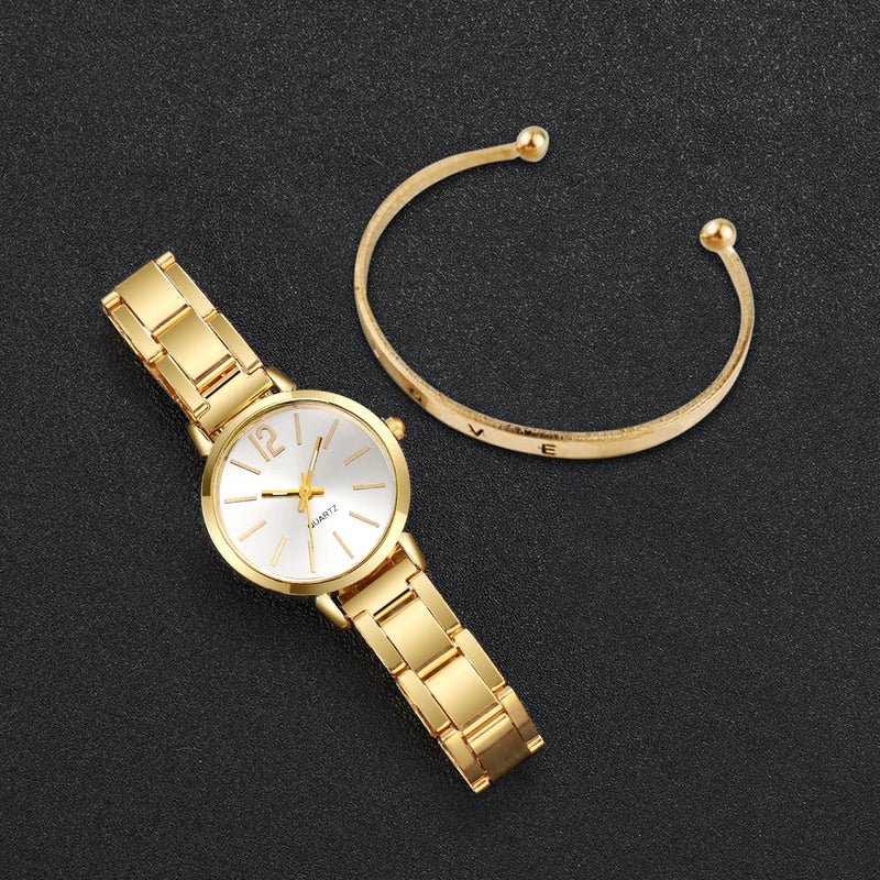 Relógio, Mais Pulseira De Aço Inoxidável, Conjunto Com 2 Peças, Elegância e Estilo SanShopping